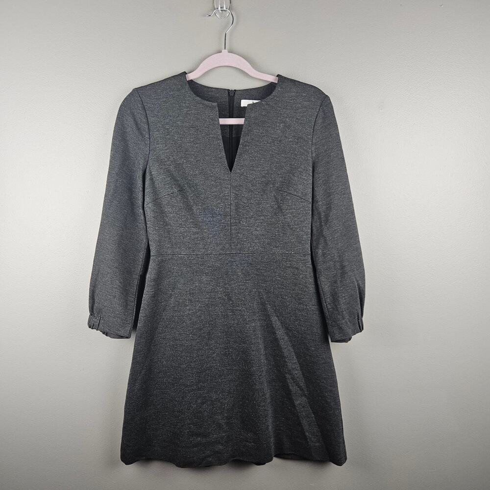 Tibi Charcoal Gray A-Line Puff Sleeve Dress Size 2